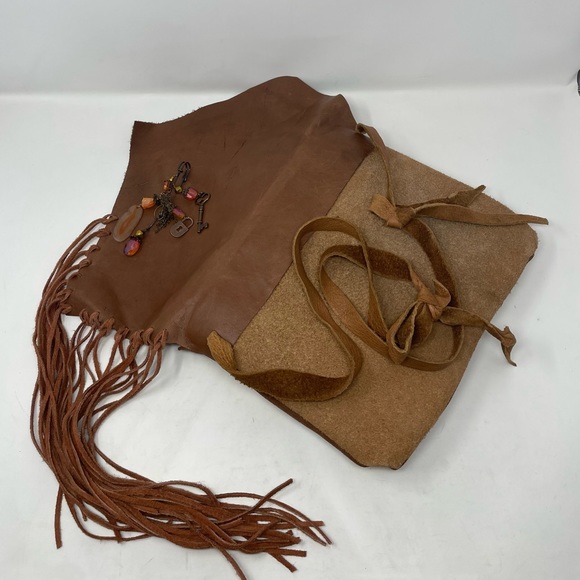 Boho Hand Made Leather and Suede Fringe Crossbody Satchel🖤 - Picture 8 of 16